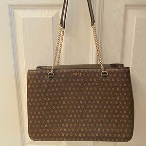DKNY Logo Brown/Tan Shoulder Bag